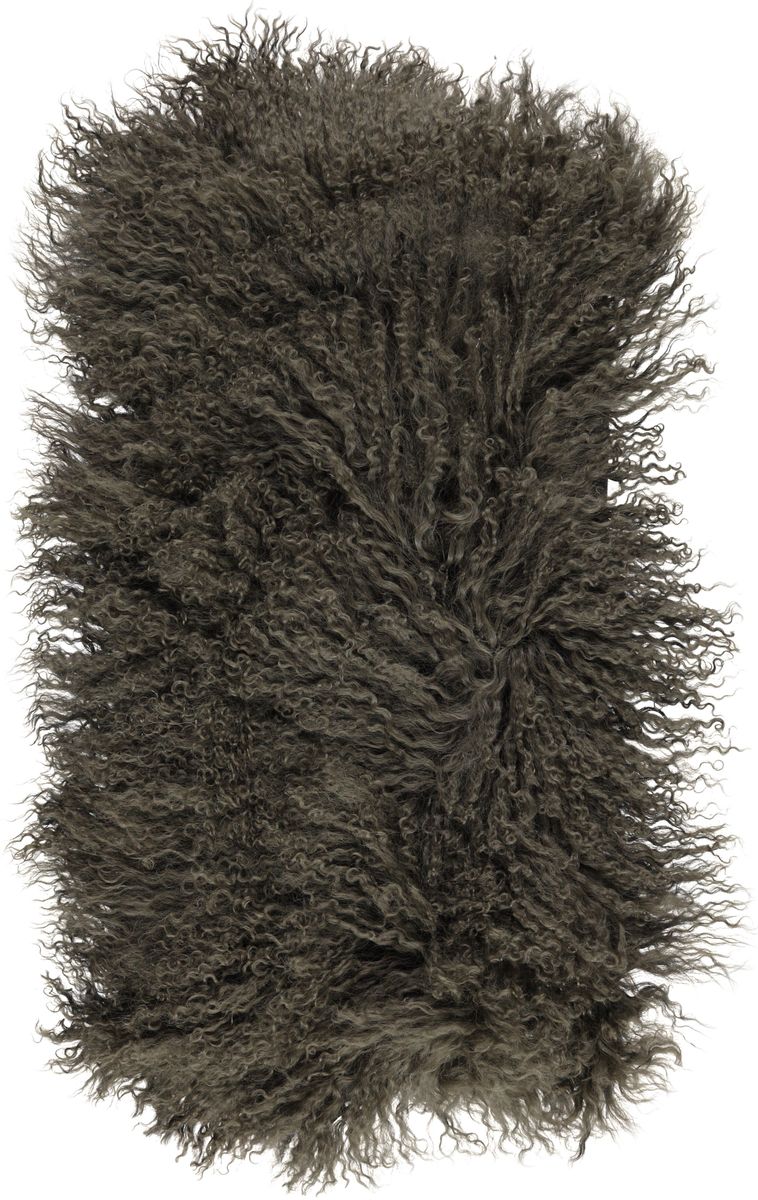 Lammeskindpude | Krøllet | Tibet | 28x56 cm Mørkegrøn