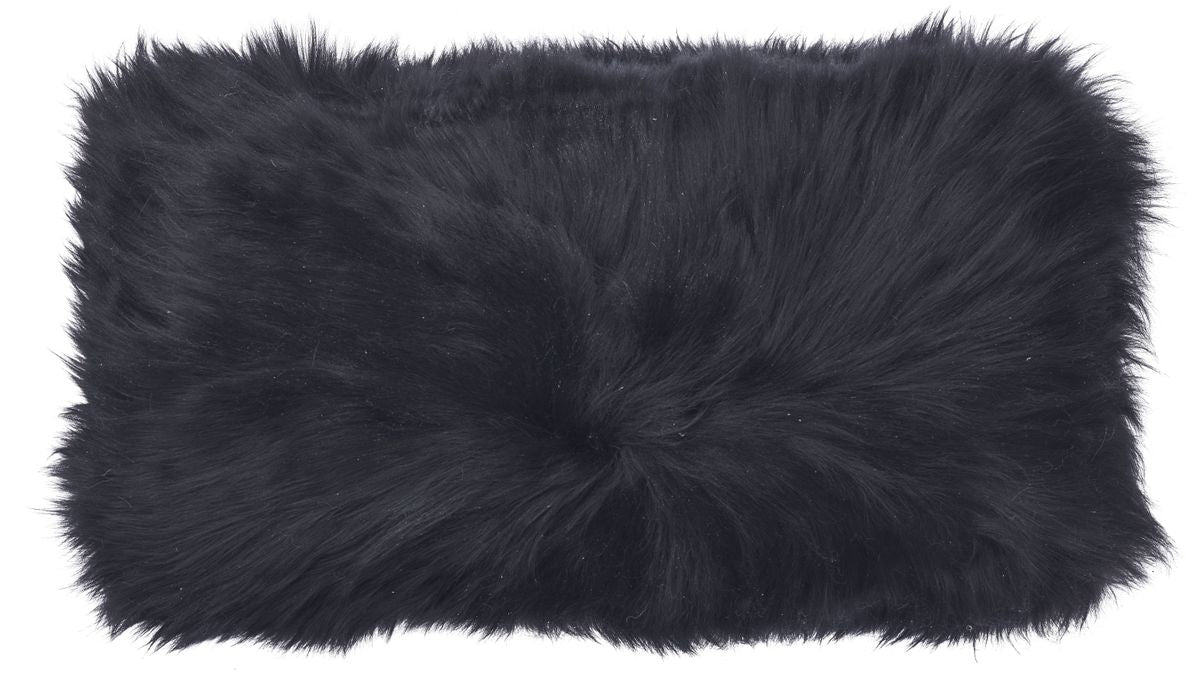 Lammeskindspude | Langhåret | New Zealand | Dobbeltsidet | 25x50 cm Sort
