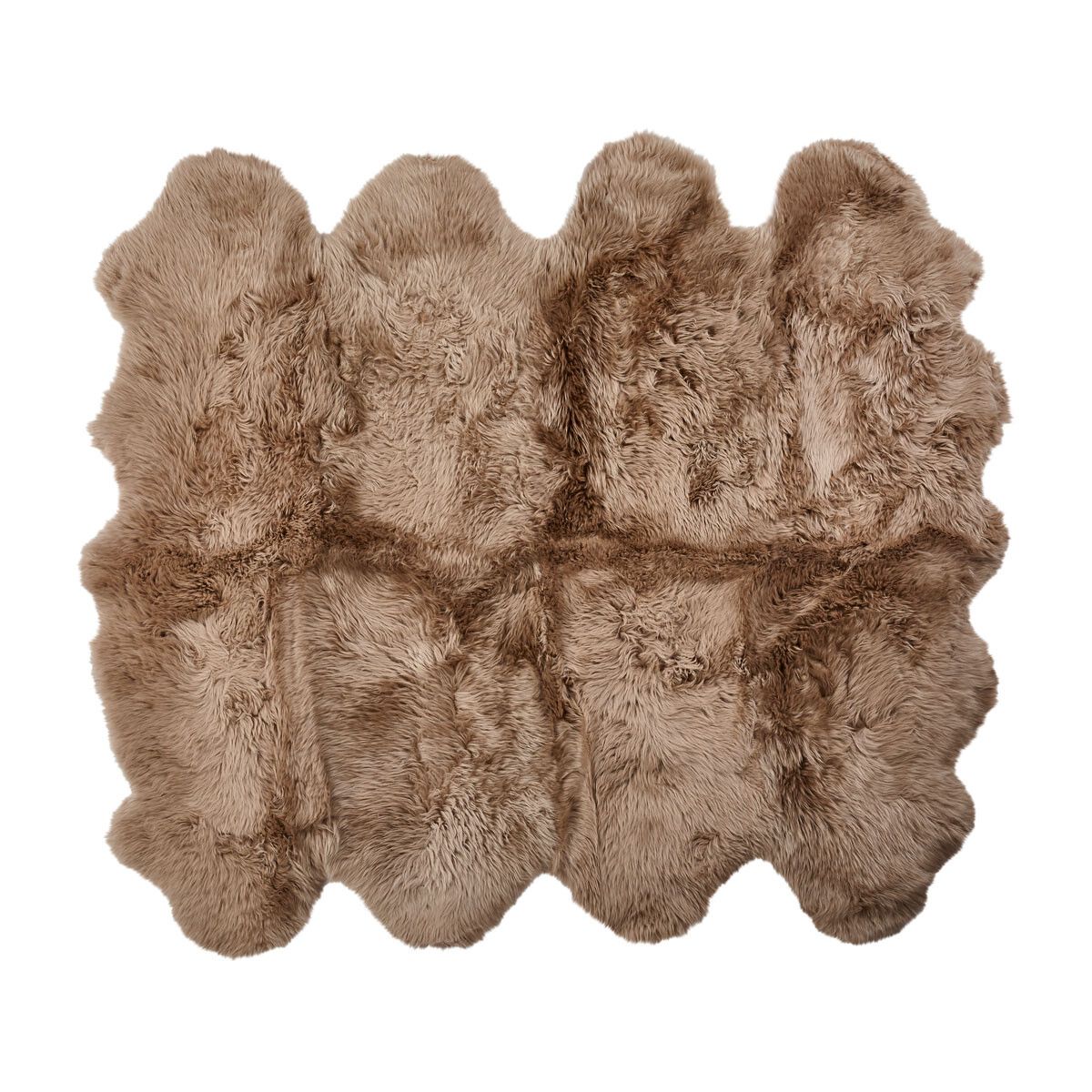 Lammeskindstæppe | Langhåret | New Zealand | 180x214 cm Taupe