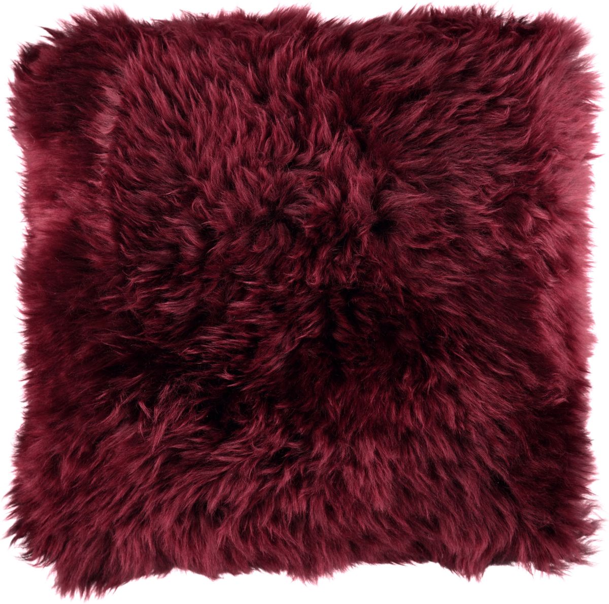 Lammeskindspude | Langhåret | New Zealand | 35x35 cm Bordeaux
