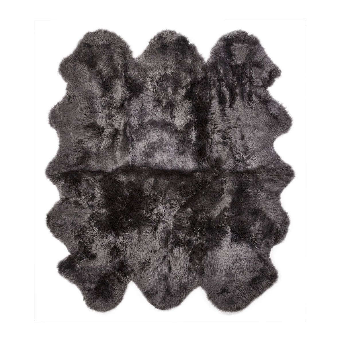 Lammeskindstæppe | Langhåret | New Zealand | 180x162 cm Mørkegrå