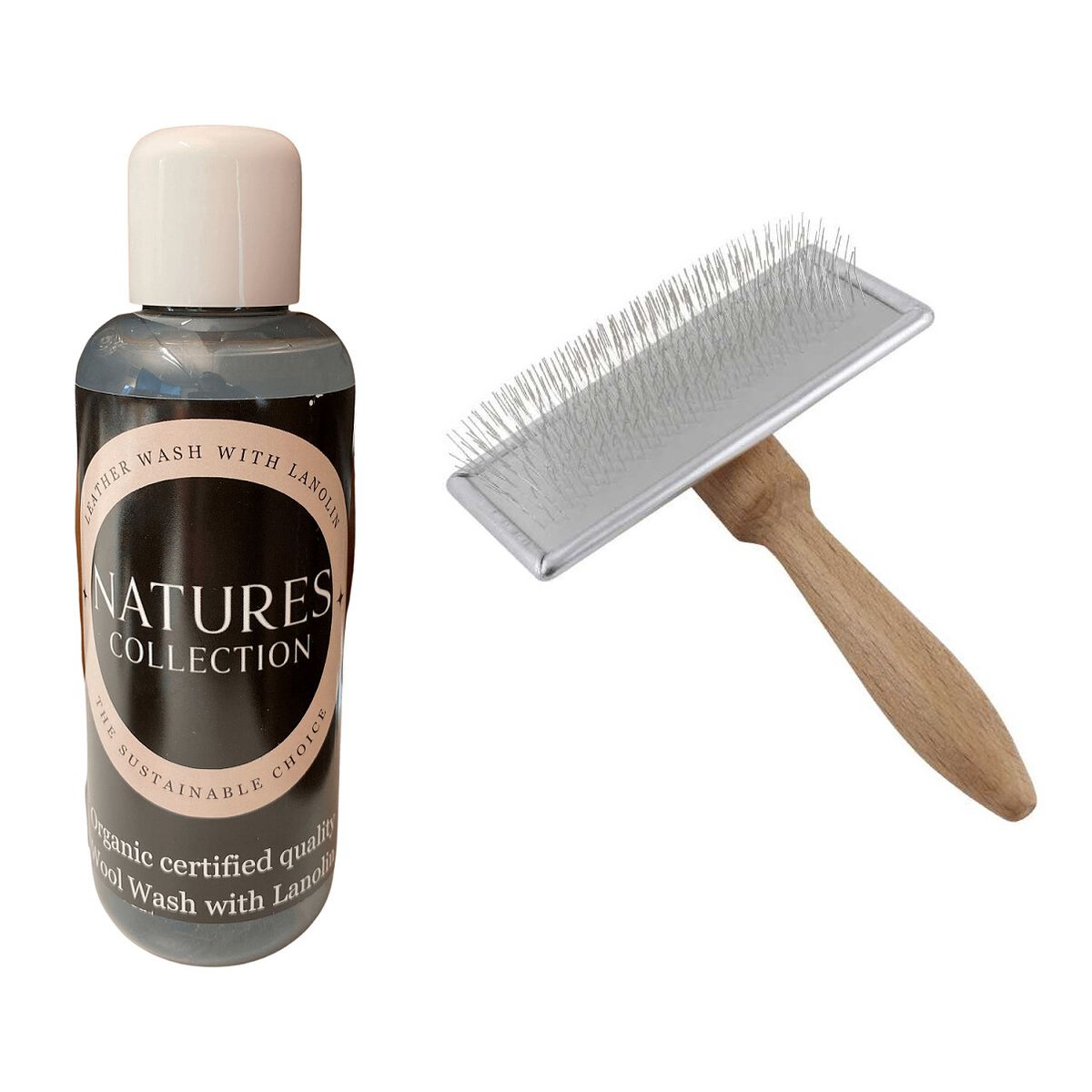 Vaskemiddel med lanolin + børste | Til uld og læder