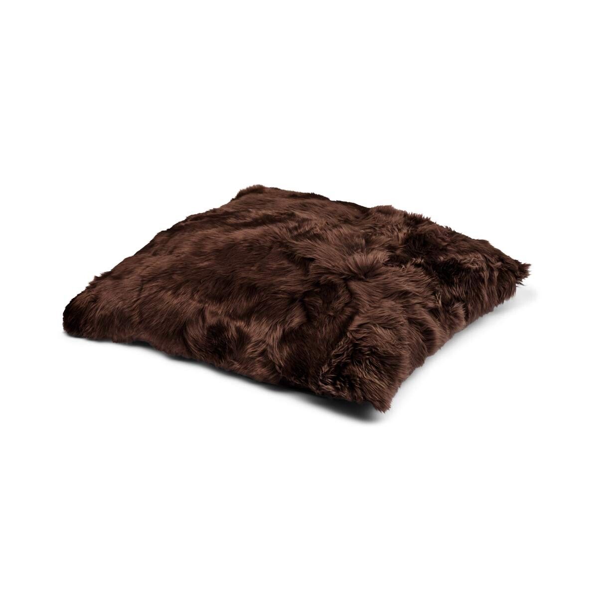 Maxi Float pude | Langhåret | New Zealand | Dobbeltsidet | 90x90 cm Chokolade