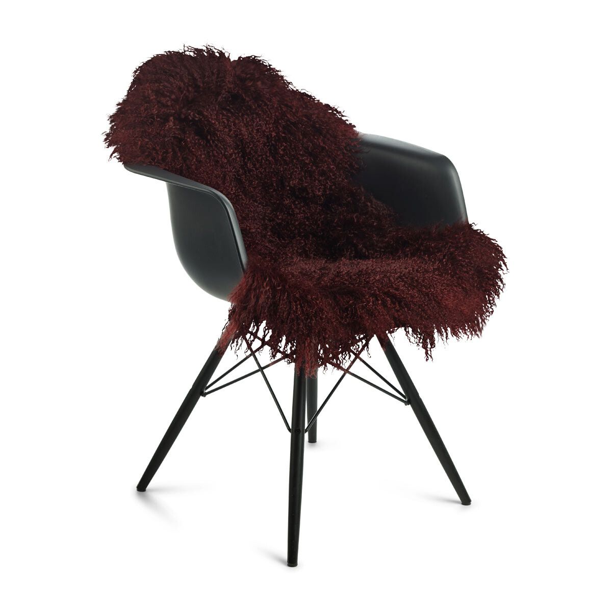 Lammeskind | Krøllet | Tibet | 85x50 cm Bordeaux