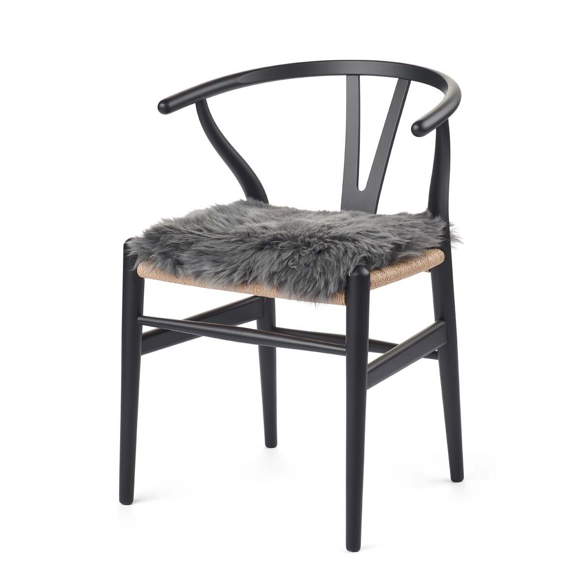 Sædehynde m/fyld | Langhåret | New Zealand | 37x37 cm Mørkegrå