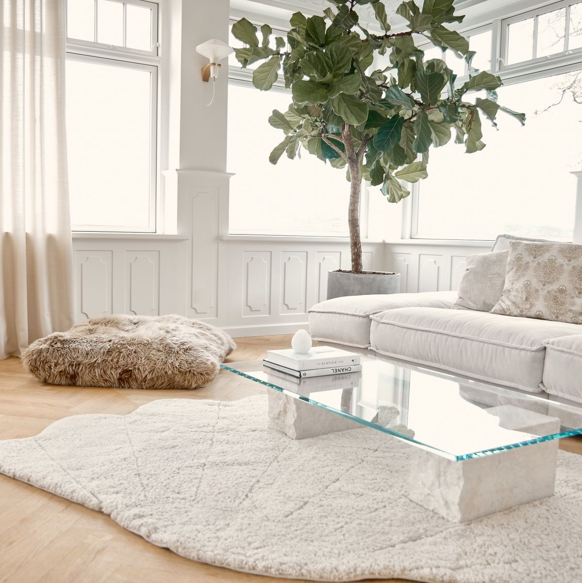 Shell Designertæppe | Korthåret | New Zealand | 210x150 cm Antracitgrå