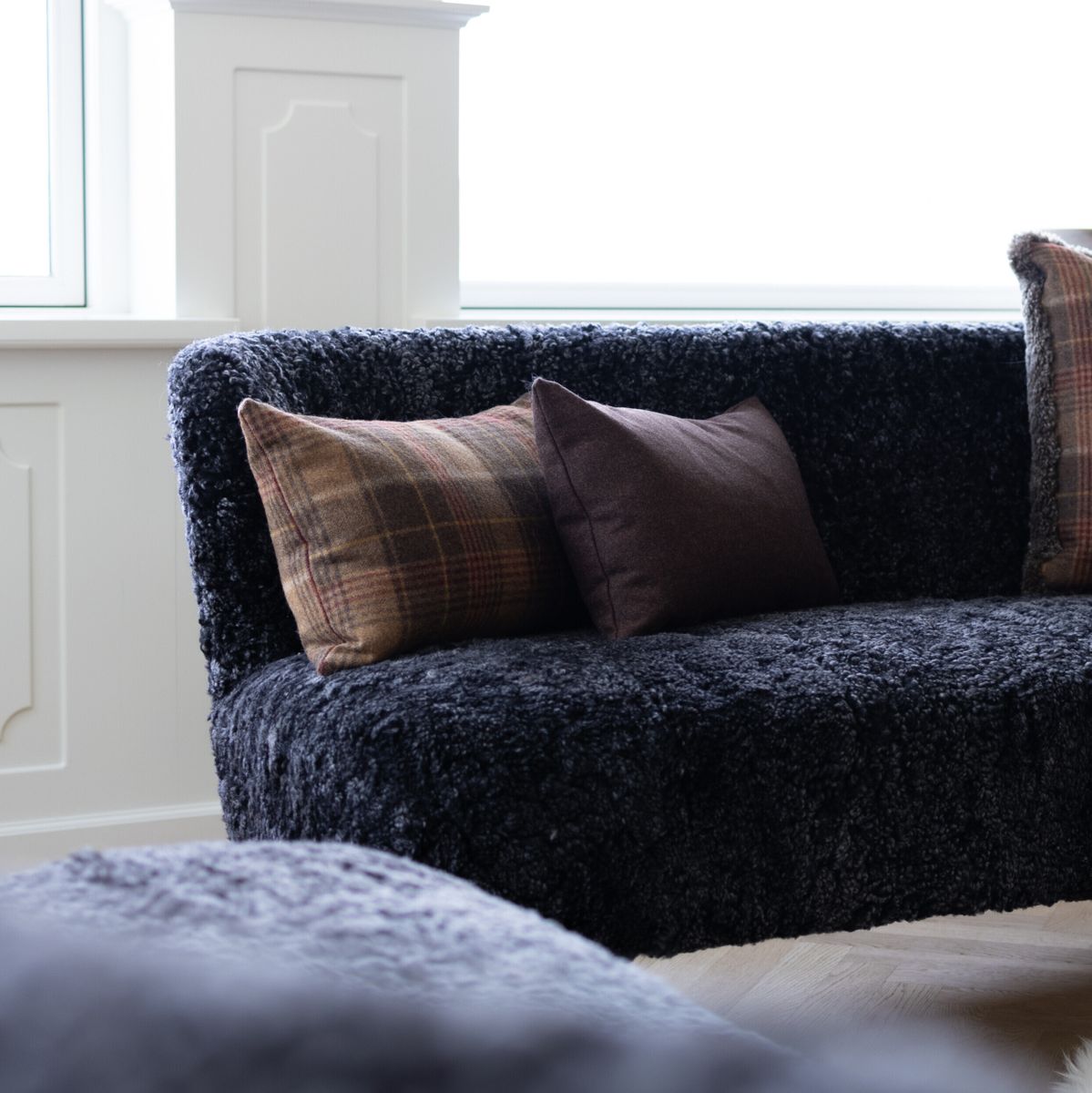 Checked Collection | Uldpude | Dobbeltsidet | 34x52 cm Kakao-Mørkebrun