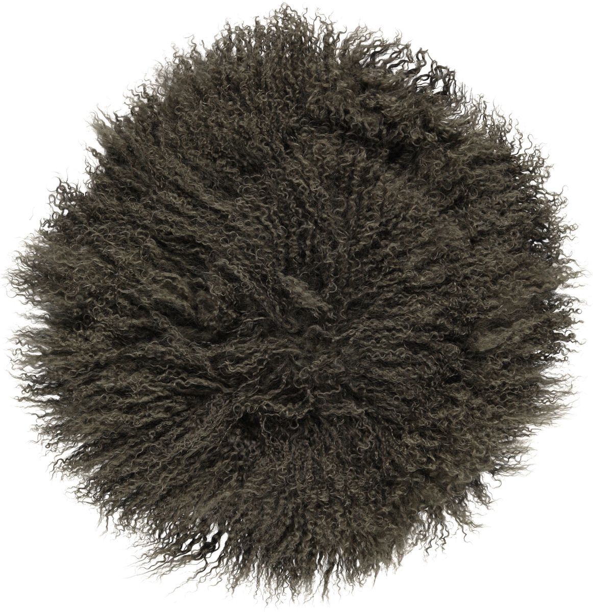 Lammeskindspude | Krøllet | Tibet | Ø45 cm, Ø62 cm & Ø38 cm Mørkegrøn