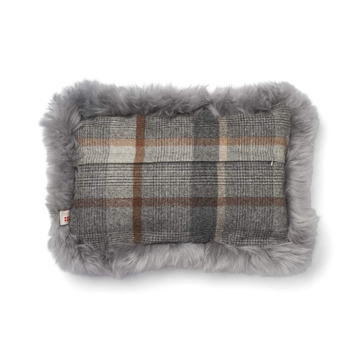 Cheked Collection | Uldpude | Langhåret | Dobbeltsidet | 34x52 cm Glencheck-Grå/Lysegrå