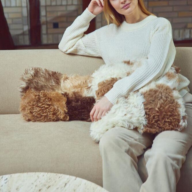 Lammeskindspude | Toscana | Dobbeltsidet Sort/Hvid Mix