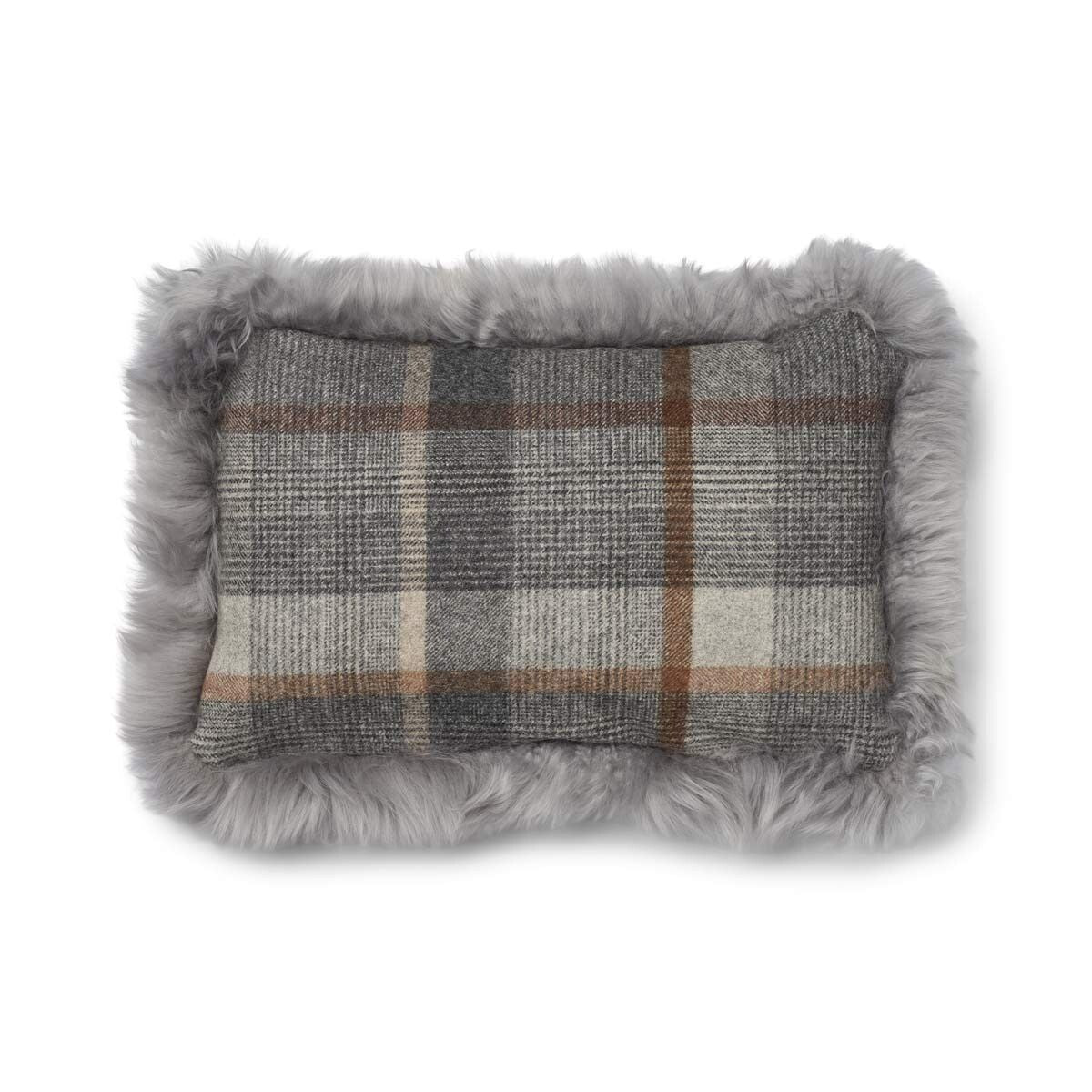 Cheked Collection | Uldpude | Langhåret | Dobbeltsidet | 34x52 cm Glencheck-Grå/Lysegrå
