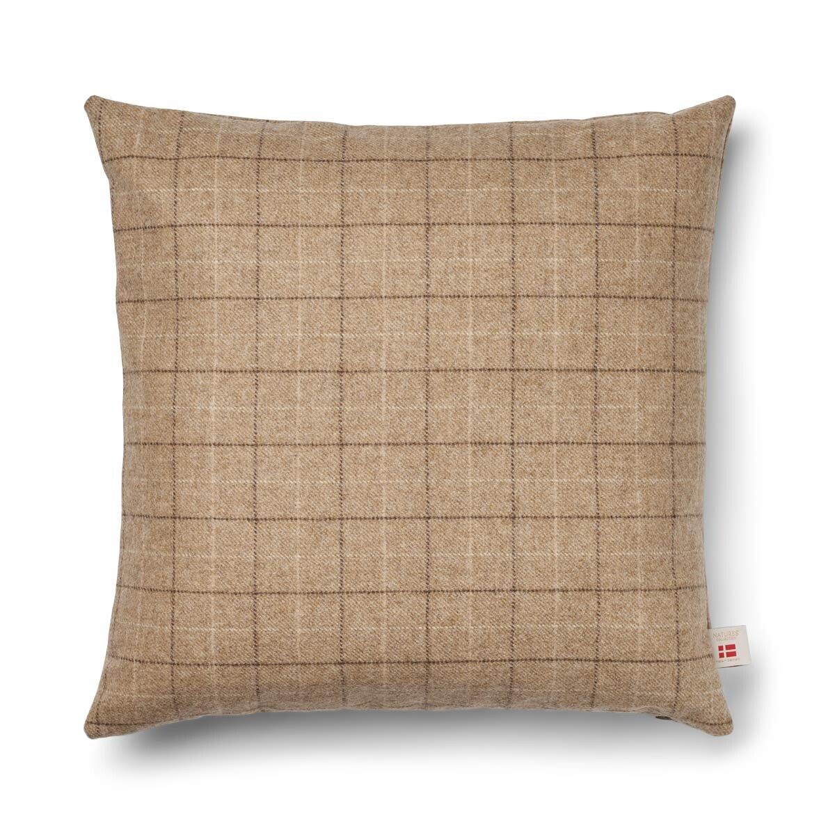 Checked Collection | Uldpude | Dobbeltsidet | 52x52 cm Tern / Beige