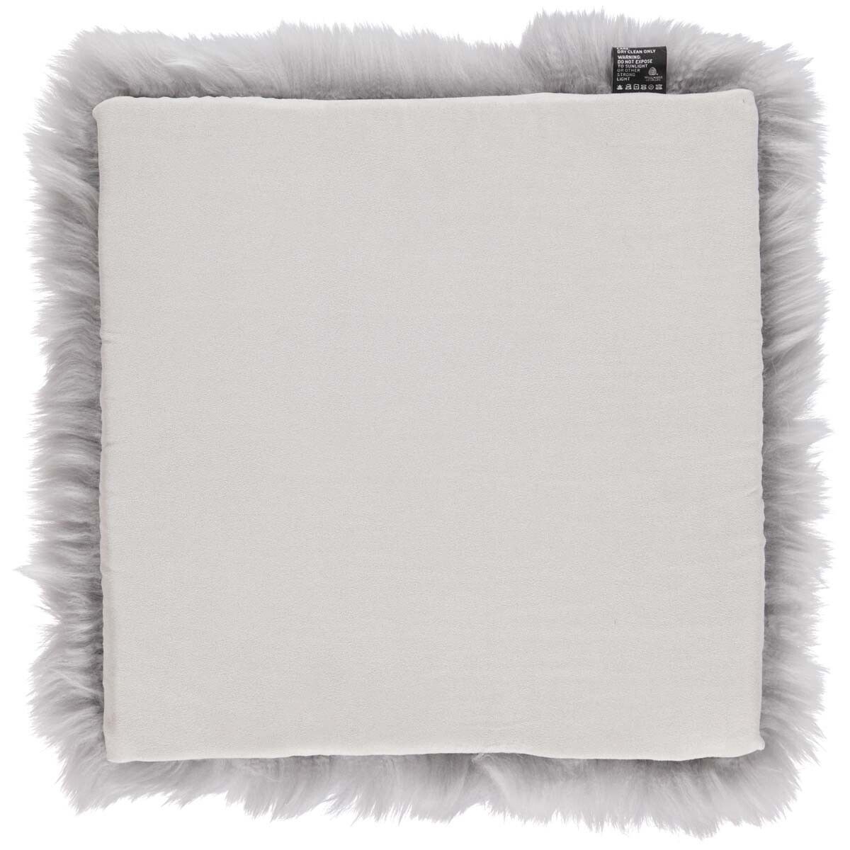 Sædehynde m/fyld | Langhåret | New Zealand | 37x37 cm Lysegrå