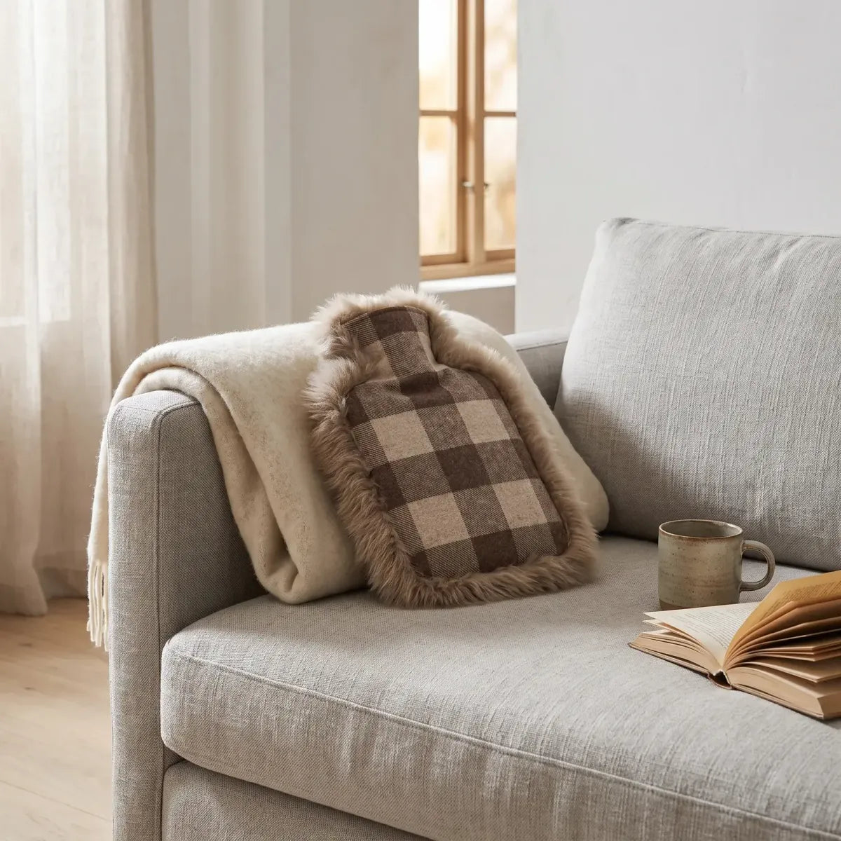 Varmedunk | Lammeskind, uld | 37x27 cm Lindsay Tartan/Hvid