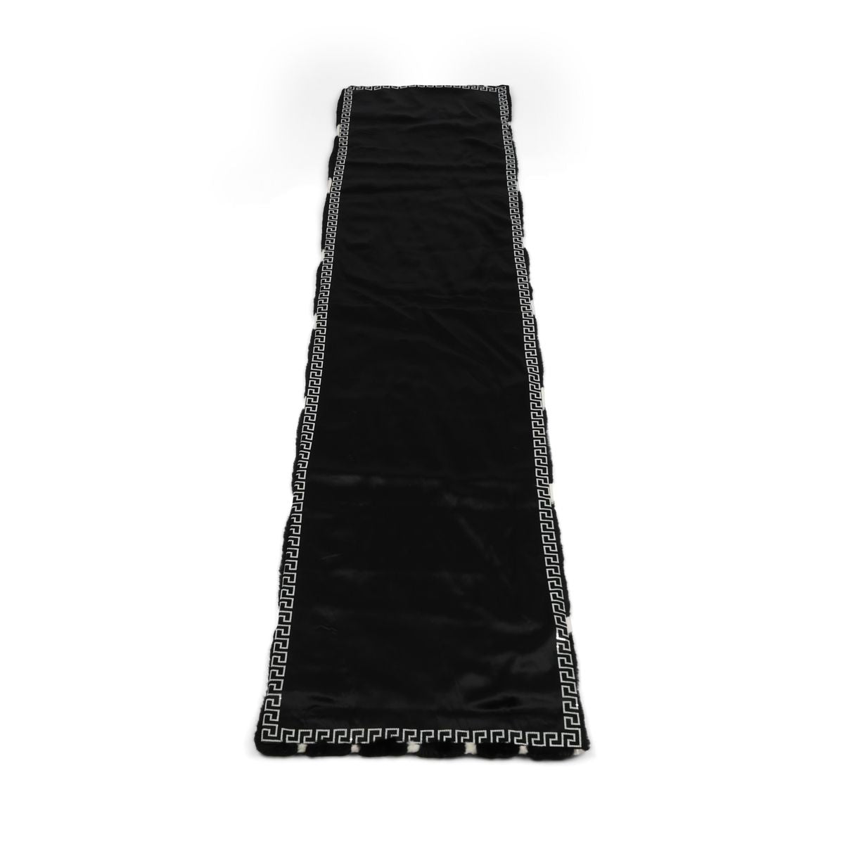 Minkplaid | Bagside af kashmir | Sort/Hvid | 50x220 cm Sort/Hvid
