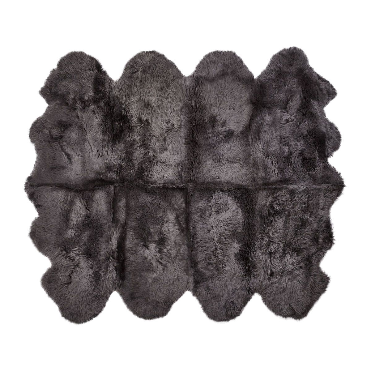 Lammeskindstæppe | Langhåret | New Zealand | 180x214 cm Mørkegrå