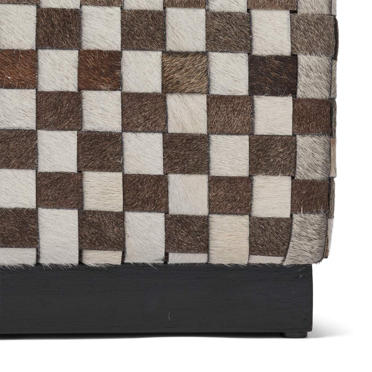 Puf | Koskind | Premium | Kalvelæder | Cross Check Design | 46x46 cm