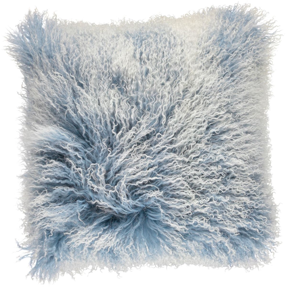 Snow Collection | Pude | Lammeskind | Tibet | 40x40 cm Faded denim/sne top