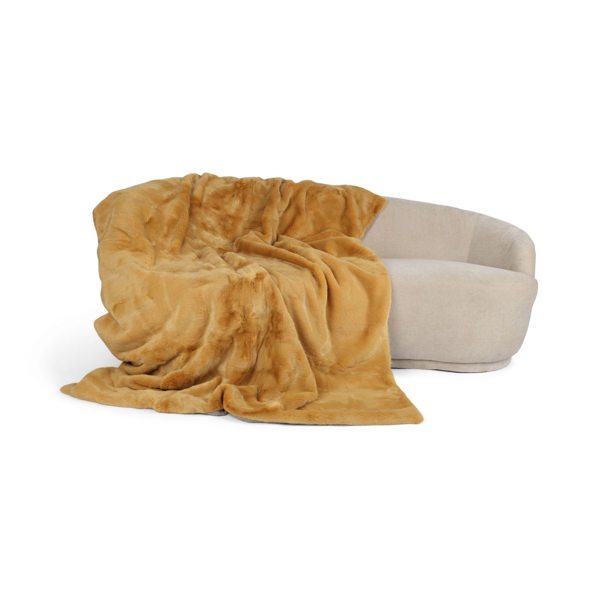 Minkplaid | Bagside af kashmir | Mustard | 140x200 cm