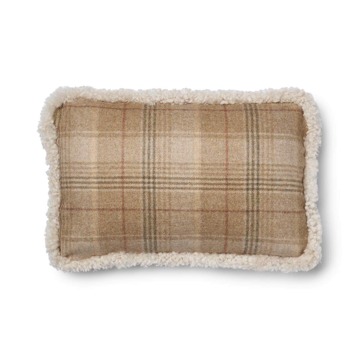Checked Collection | Uldpude | Korthåret | Dobbeltsidet | 52x52 cm | 34x52 cm Sand-beige/Pearl
