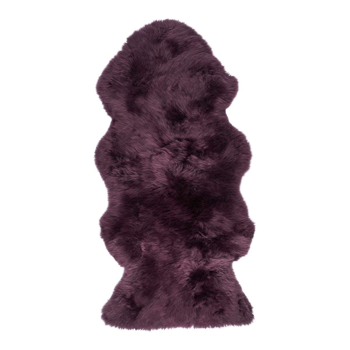 Langhåret Lammeskind 135 cm. Aubergine