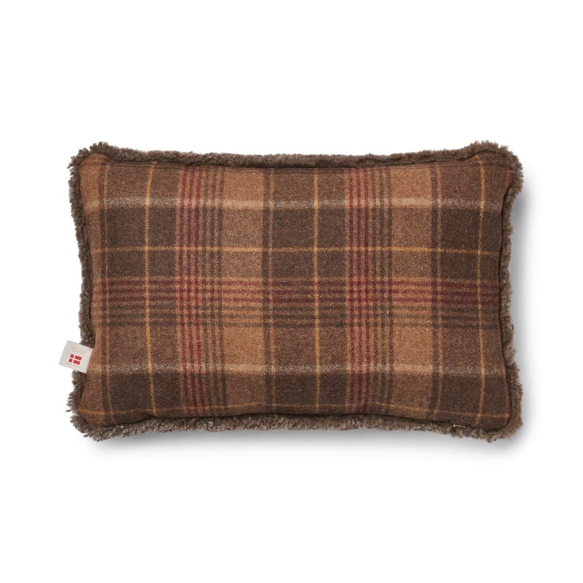 Checked Collection | Uldpude | Korthåret | 52x52 cm | 34x52 cm Kakao–Mørkebrun/Taupe