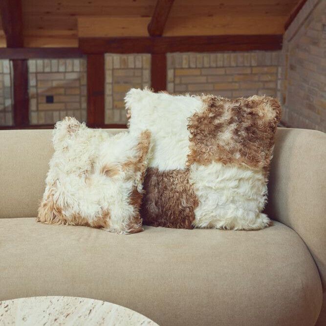 Lammeskindspude | Toscana | Dobbeltsidet Sort/Hvid Mix