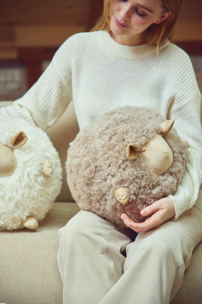 Cute Sheep Pude | Ø26 cm Beige/hvid