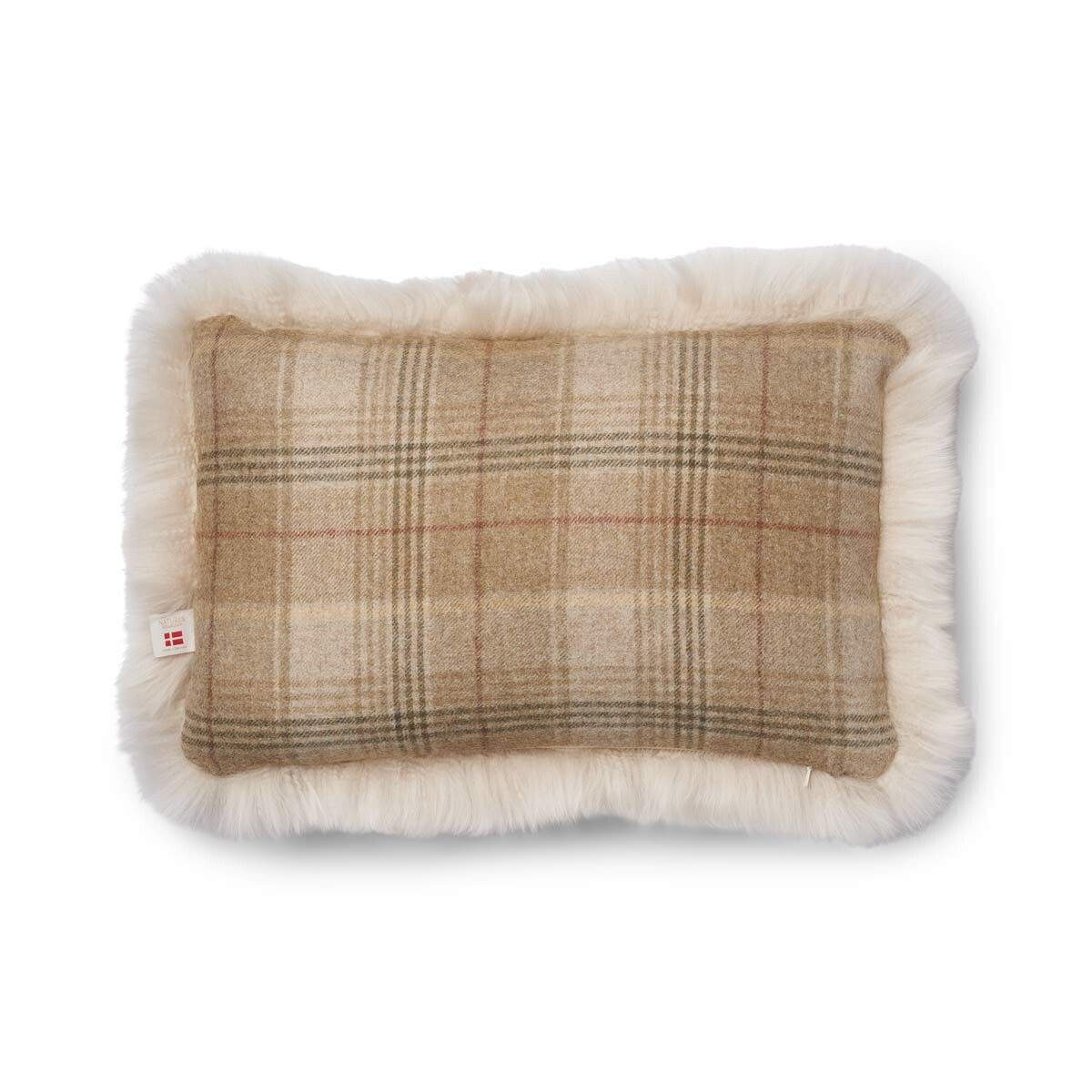 Checked Collection | Langhåret Pude | 34x52 cm Sand-beige/perle