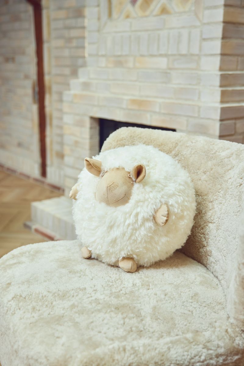 Cute Sheep Pude| Ø28 cm Beige/hvid