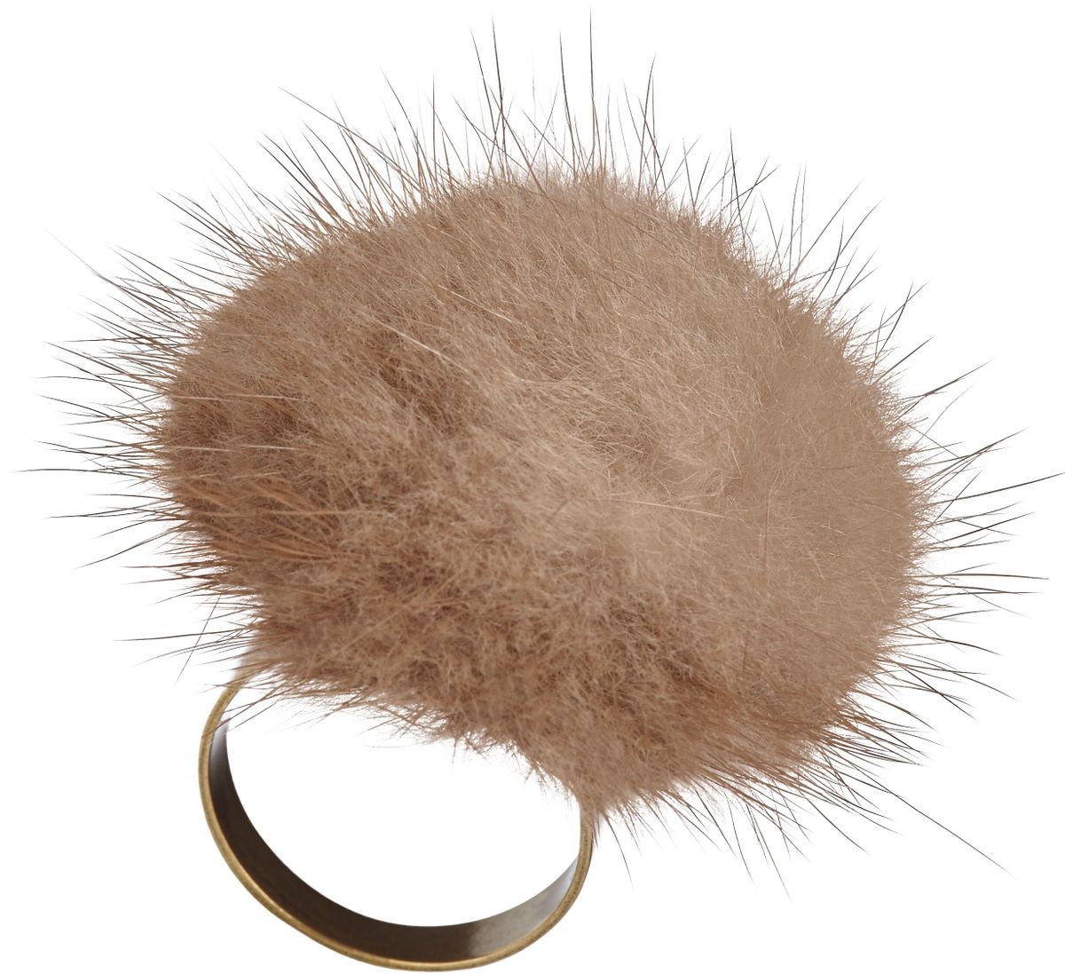 Ring Pom Pom Brun