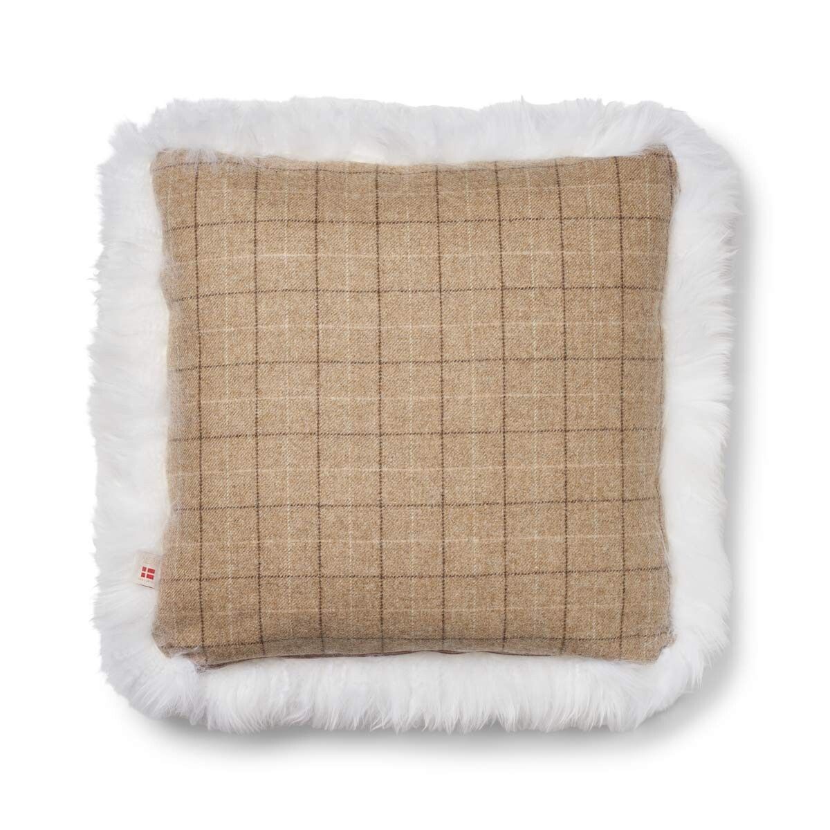 Checked Collection | Langhåret Pude | 52x52 cm Havregryn-beige/elfenben