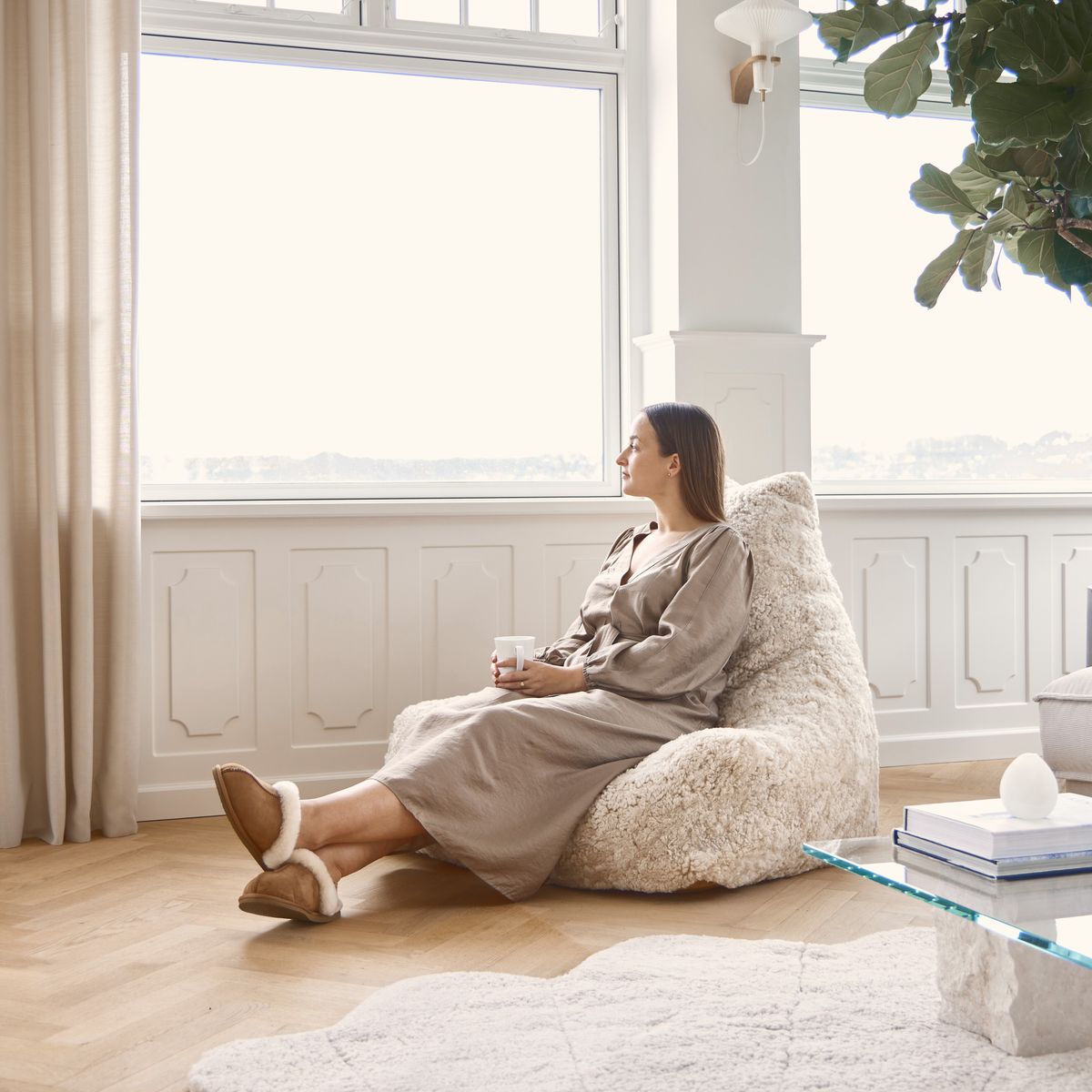 Sækkestol | Korthåret | New Zealand | 100x100x80 cm Koksgrå