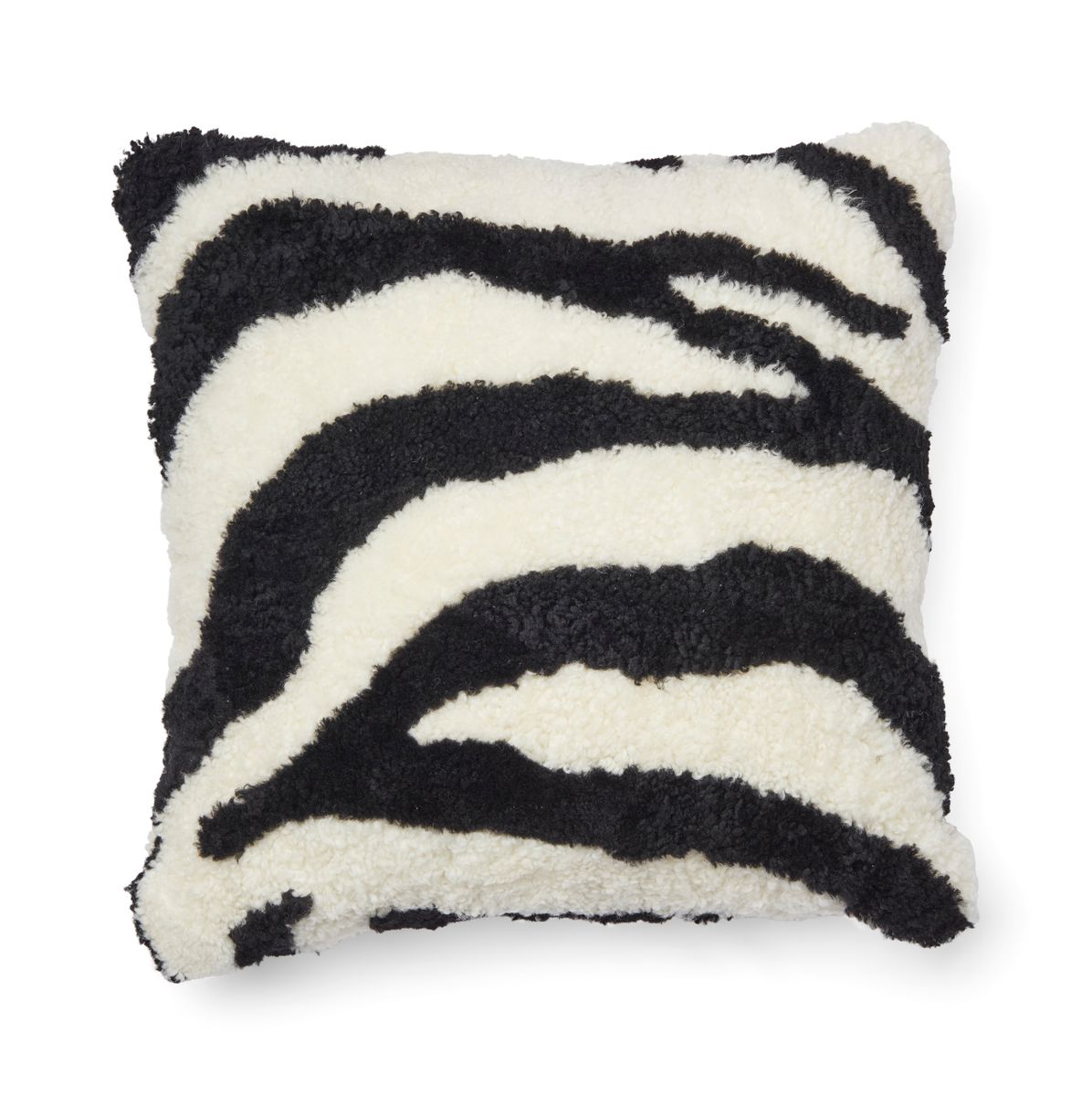 Zebra Pattern Pude | New Zealand | Korthåret | Dobbeltsidet | 60x60 cm Elfenben/sort