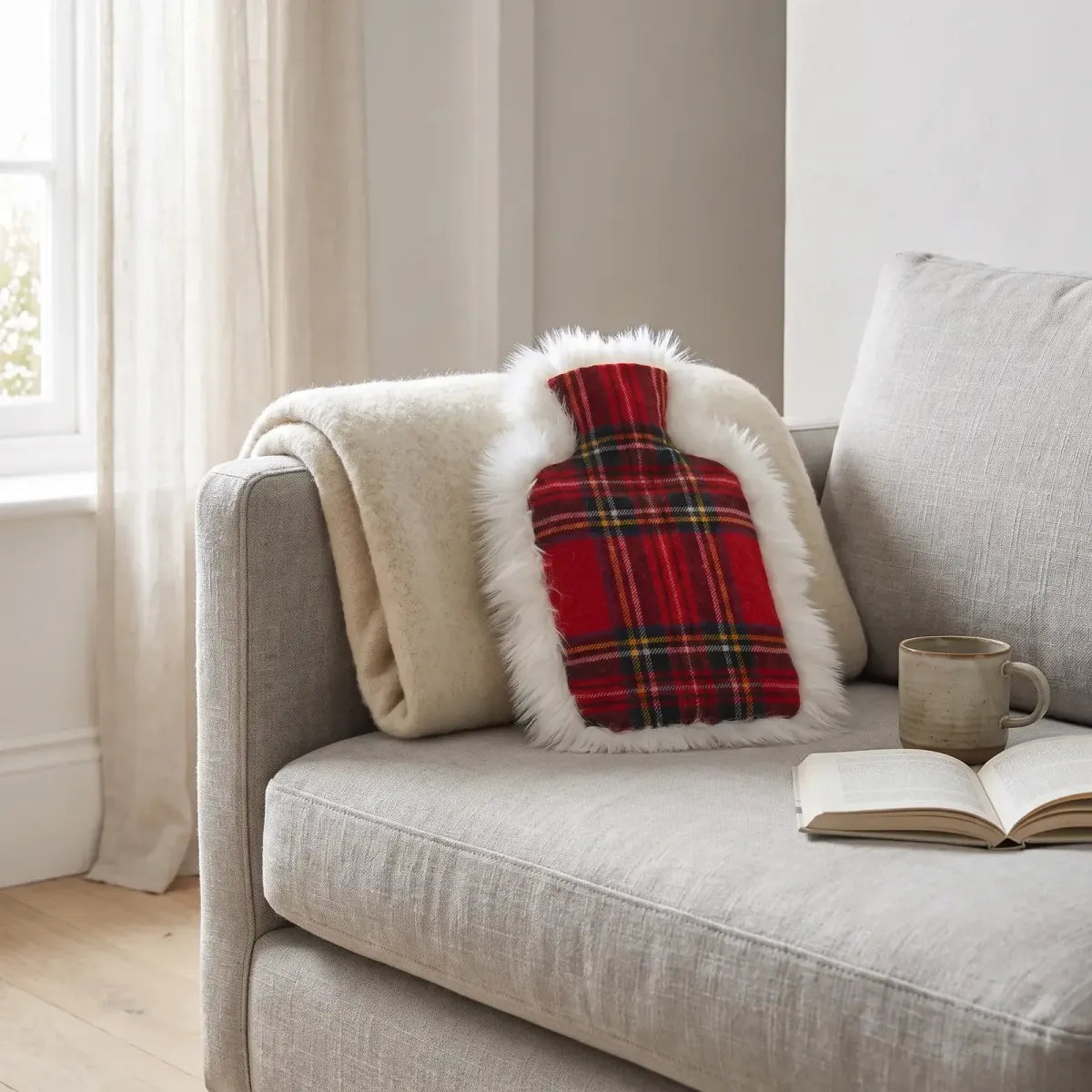 Varmedunk | Lammeskind, uld | 37x27 cm Lindsay Tartan/Hvid