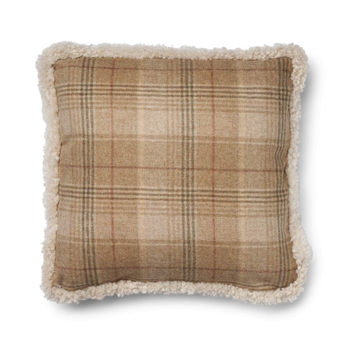 Checked Collection | Korthåret | Dobbeltsidet | 52x52 cm Sand-beige/perle