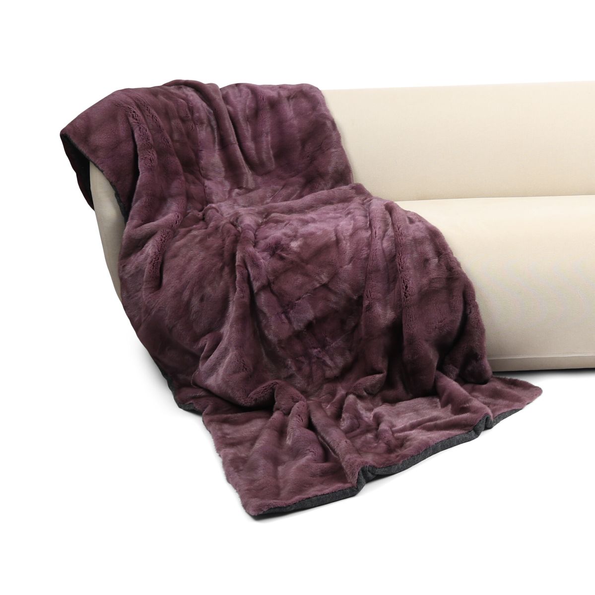 Minkplaid | Bagside af kashmir | Lilla | 100x200 cm