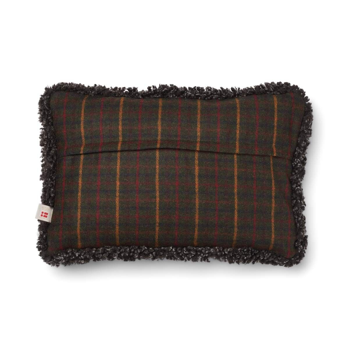 Checked Collection | Uldpude | Korthåret | Dobbeltsidet | 52x52 cm | 34x52 cm Kilberry Fir-Mørkegrøn/Cappuccino