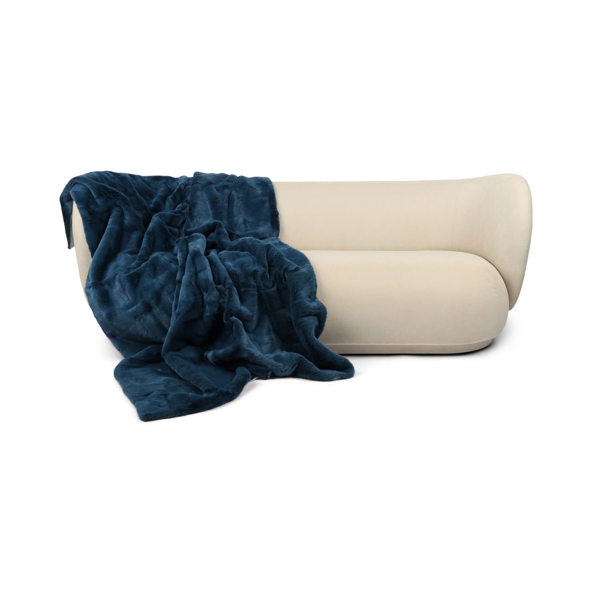 Minkplaid | Bagside af kashmir | Blå Indigo | 142x202 cm