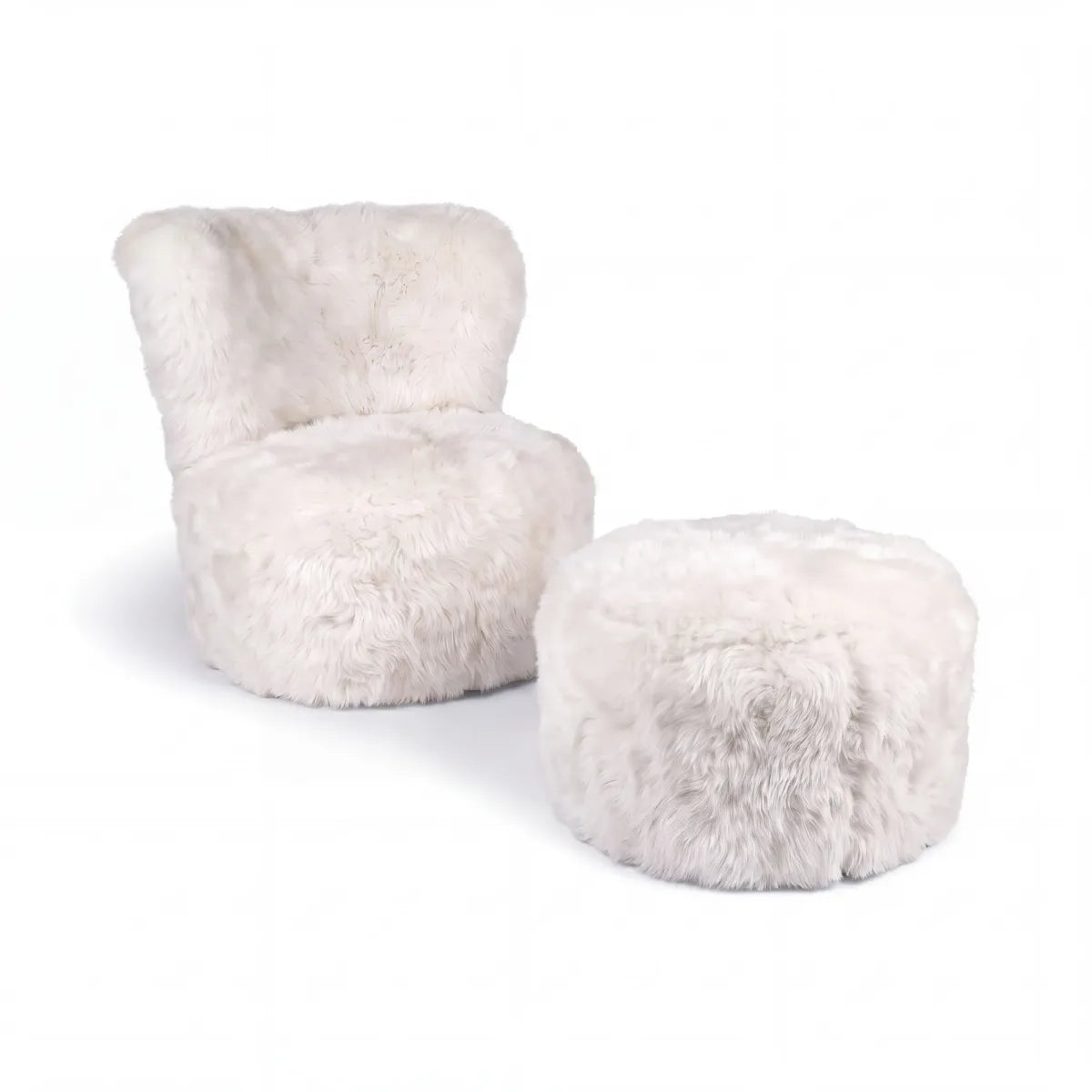 Skandi Footrest | Langhåret Lammeskind | New Zealand Hvid