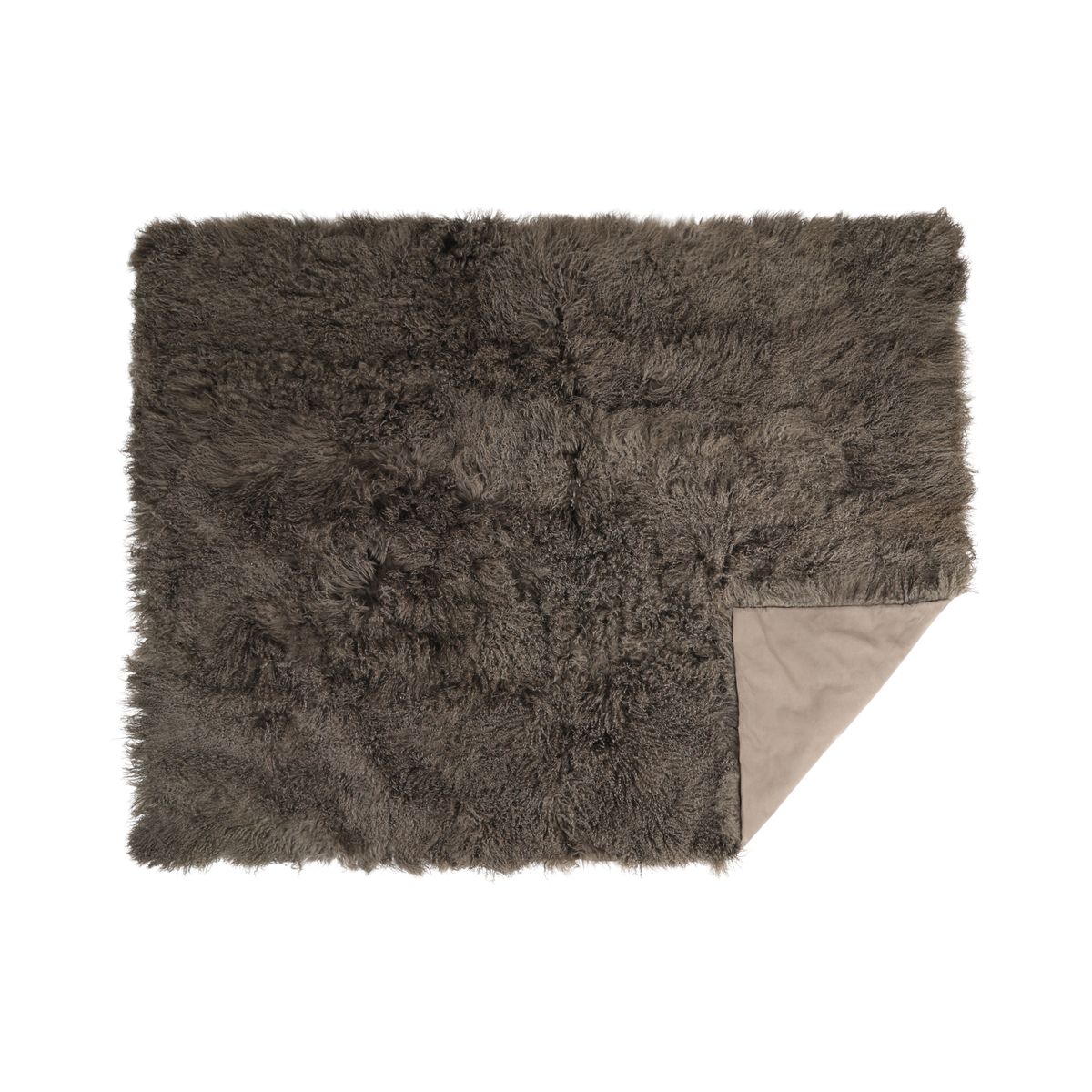 Lammeskindsplaid | Krøllet | Tibet | 140x180 cm Taupe