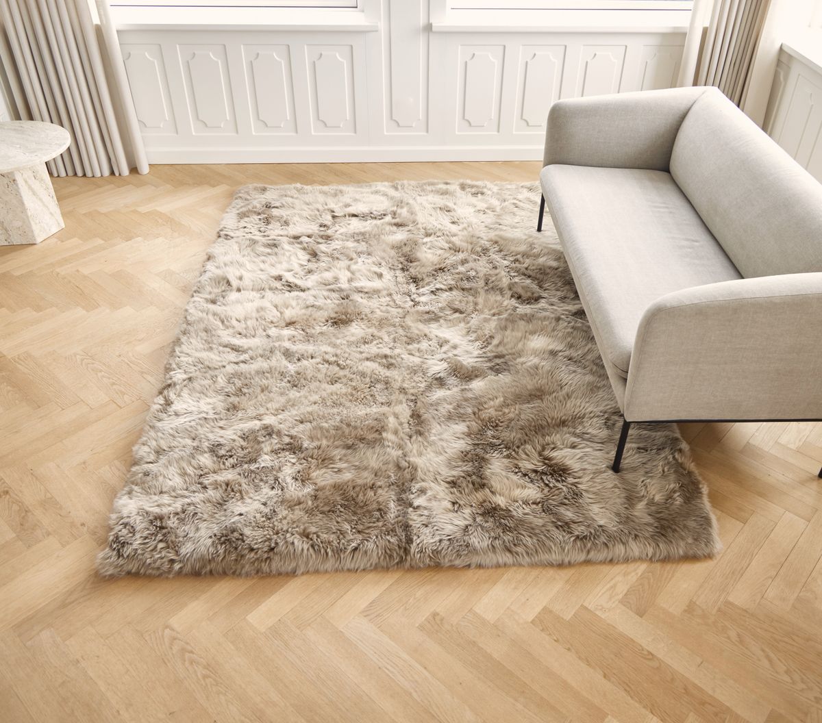 Gulvtæppe af Lammeskind 120x180 cm Taupe