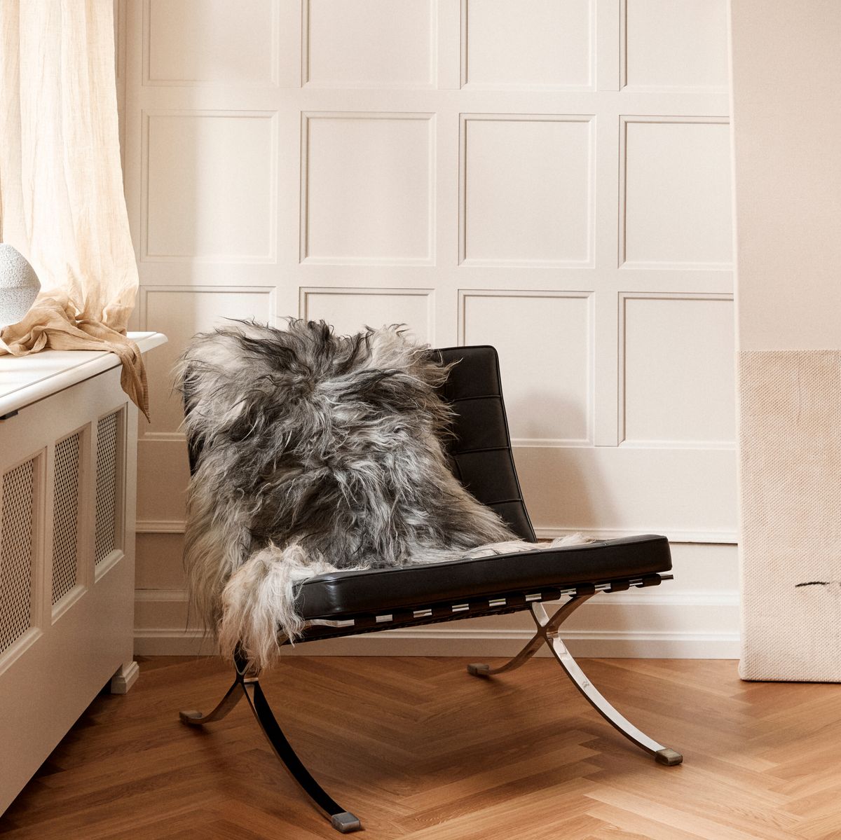 Lammeskind | Langhåret | Island | 100-120x60 cm Naturgrå