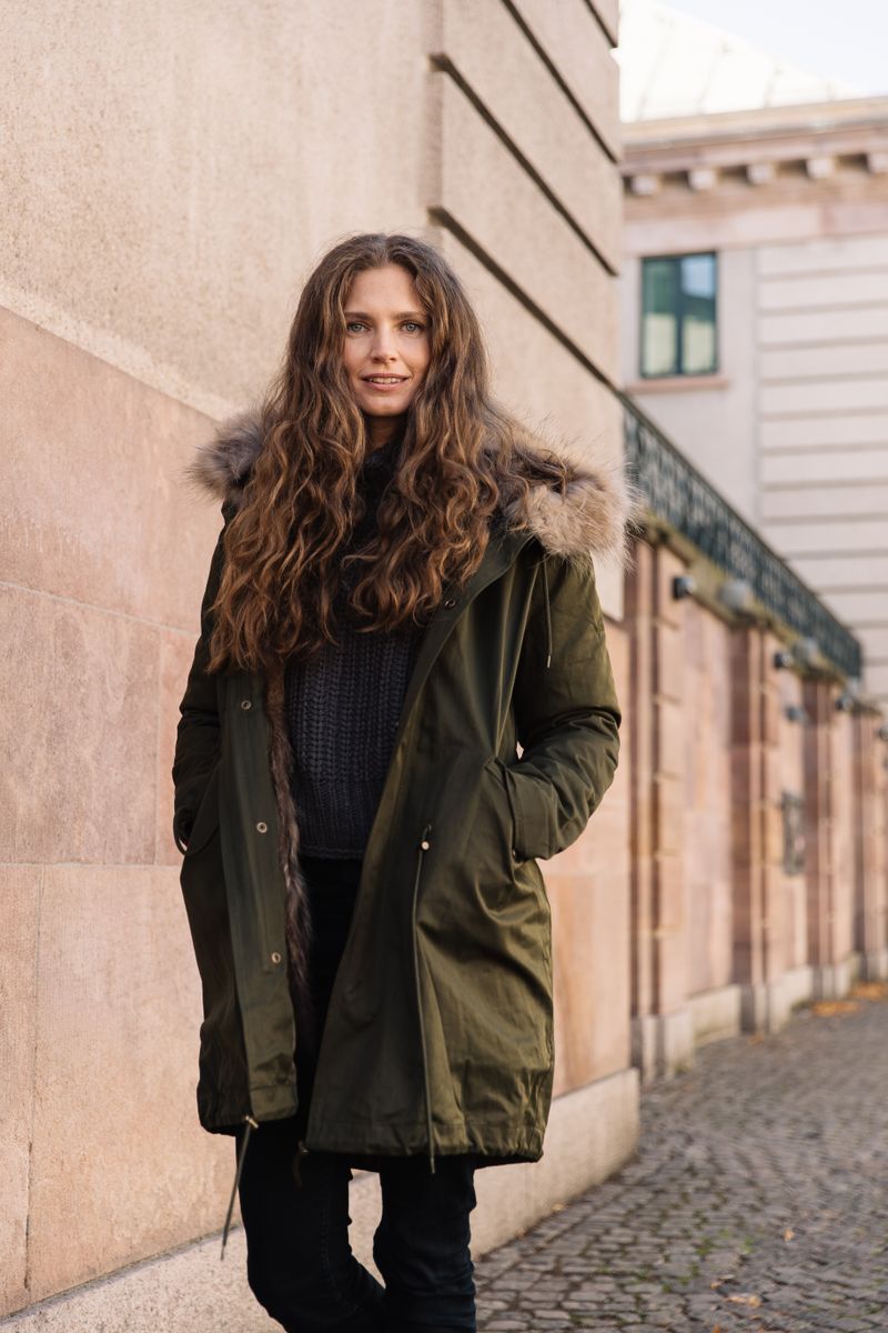 Petra-jakke Grøn/Naturlig Brun