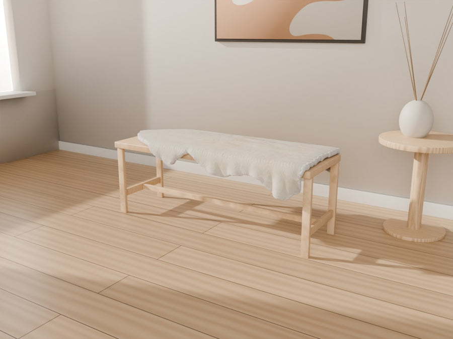 115 × 60 cm lammeskind på bænk